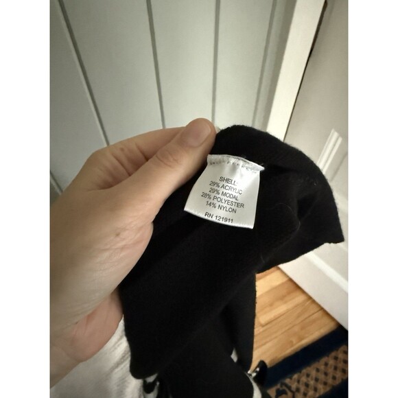 LNA Luca Sweater L Large Modal Blend Striped V Neck Long Sleeve Black White - Picture 5 of 7